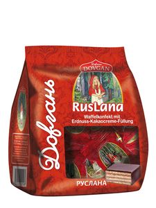 DOVGAN "Ruslana" waffle confectionery with peanut-cocoa cream filling 200 g